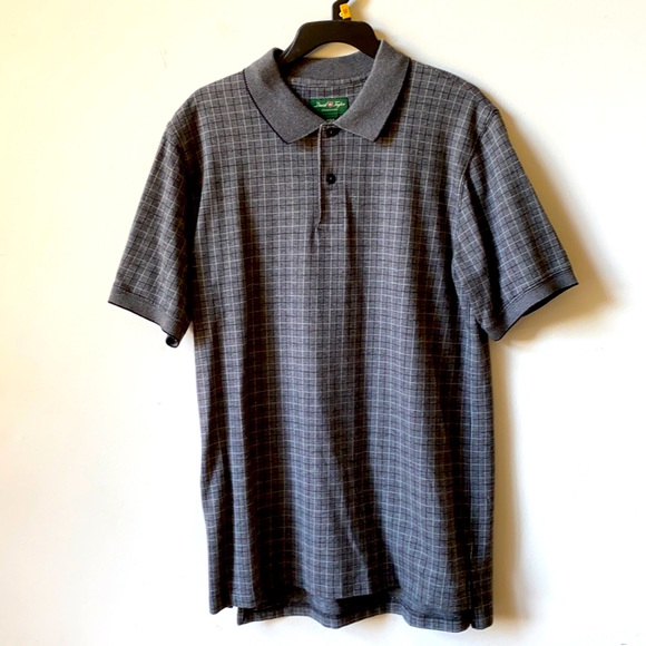 David Taylor Other - David Taylor Mens Gray & Black Short Sleeve Polo Dress Shirt - Size Medium